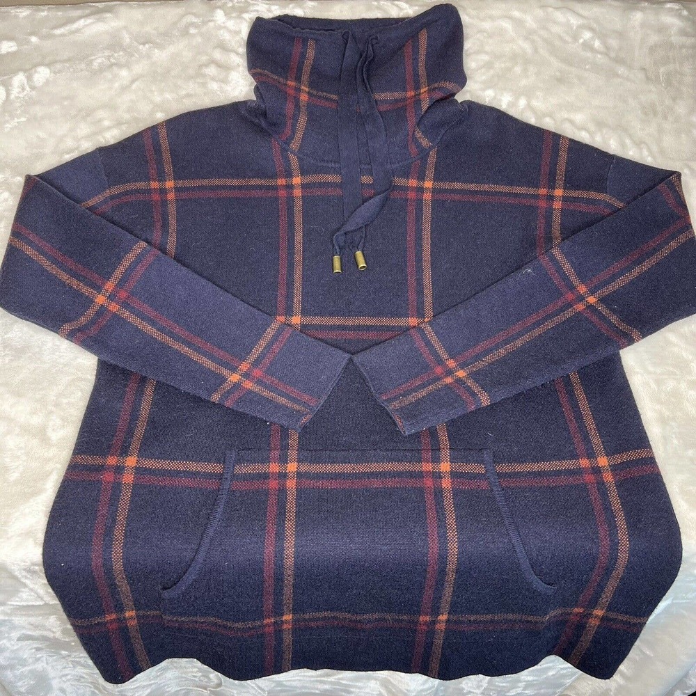 Max Studio Women's Navy Blue Plaid Long Sleeve Turtle Neck Knit Sweater Size S - Picture 3 of 9